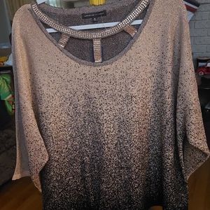 3X sweater with 3/4 sleeves  Beautiful metallic colors NWT
